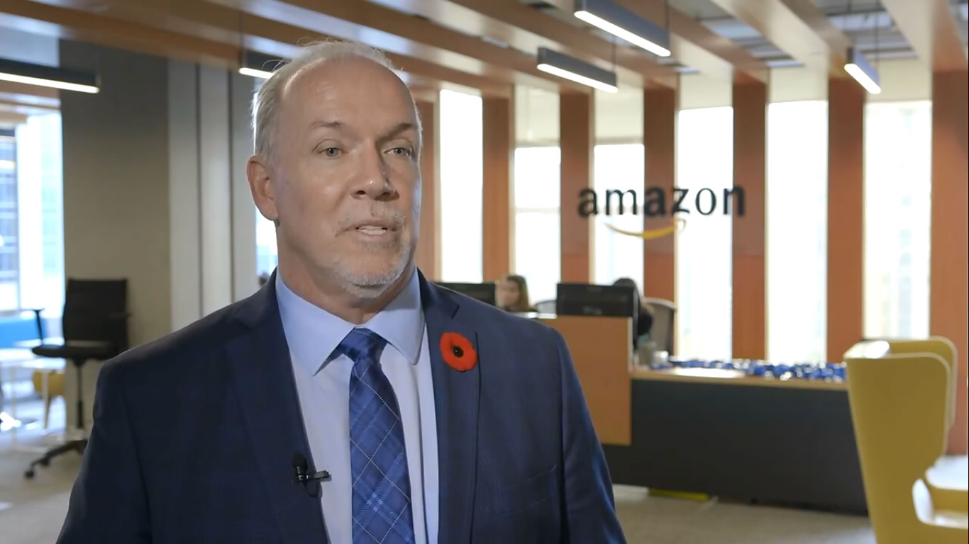 Premier John Horgan tours Vancouver Amazon facility